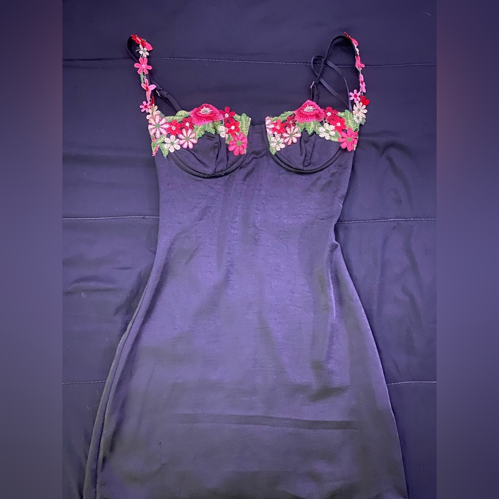 - Princess Polly flower embroidered corset top mini dress